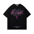 Men's retro printed cotton t-shirt with round neck and short sleeves in white or black