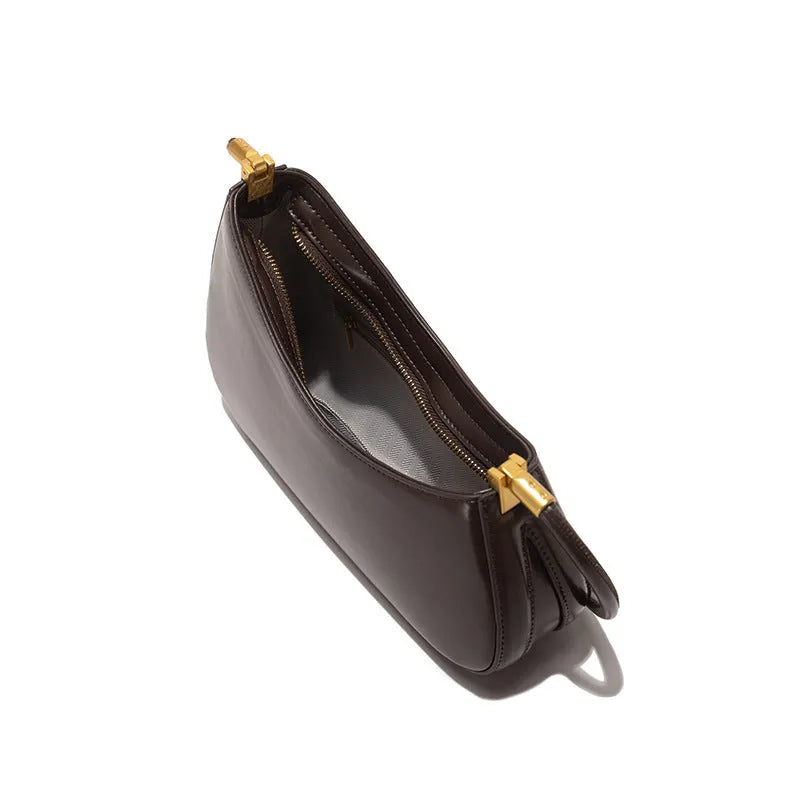 Women's retro oval underarm bag in street trend style with internal zipper compartment