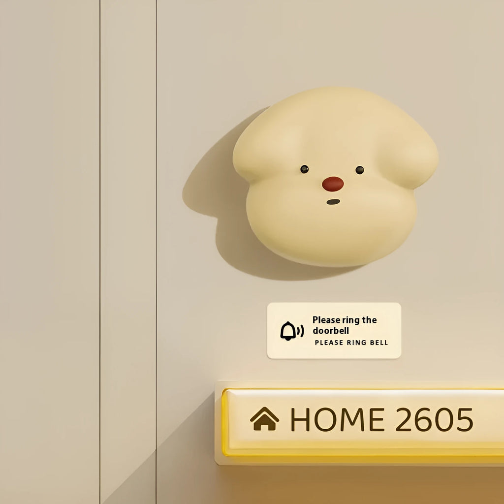 Wireless plug-in doorbell for households in milky yellow or white colour with self-generating beeper