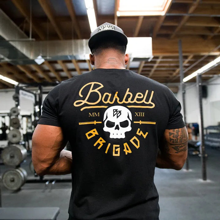 Black gold round neck short sleeve T-shirt made of pure cotton with quick-dry and moisture-wicking properties