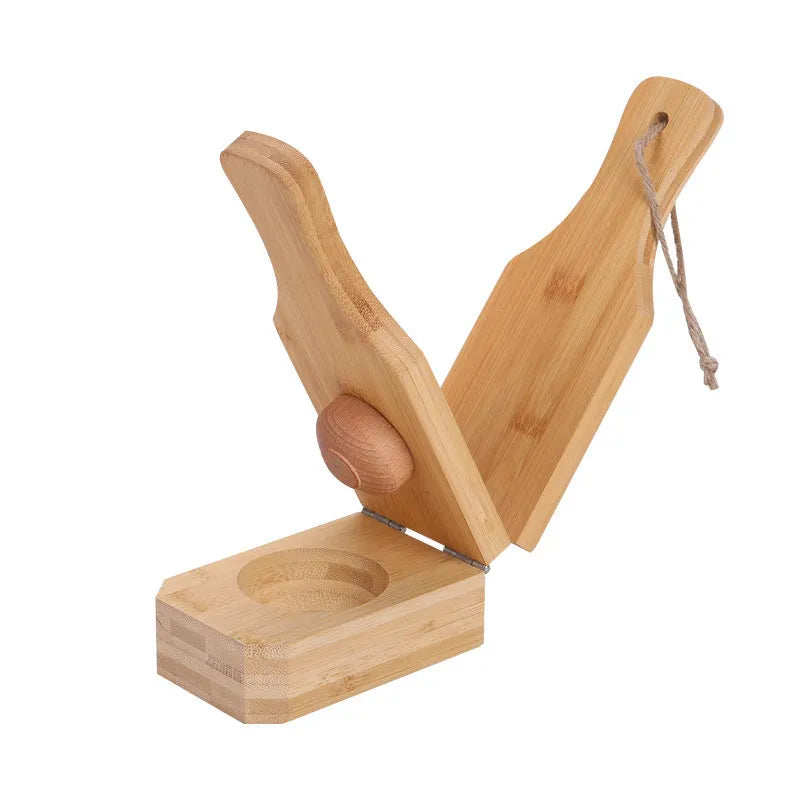 Wooden banana grinder home kitchen gadget in modern simplicity style on white background