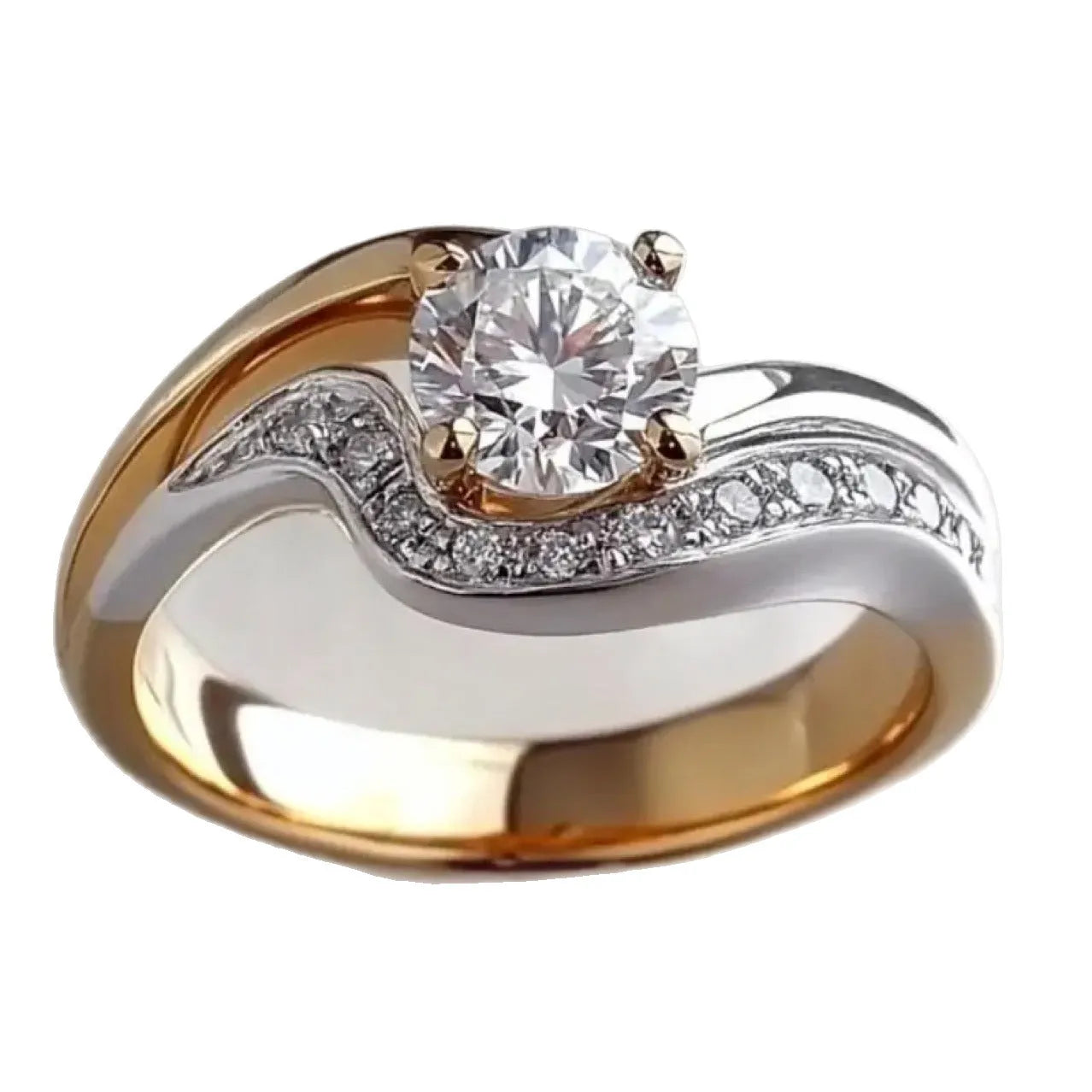 Moissanite Ring for Women Simple All-match Fashion Style Electroplated Brass Unisex Sizes No 6 to No 10 18K Gold Colour Separation OL Ring