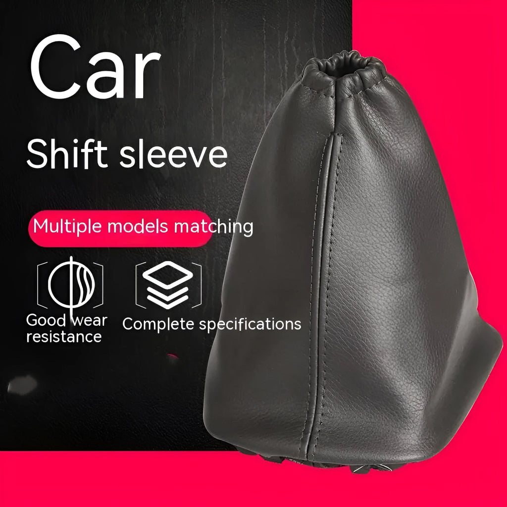 Black leather dust cover for Corolla car gear lever, showing dimensions.