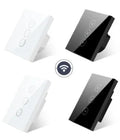 Black or white 120-type smart wifi dimmer switch with tempered glass touch panel.
