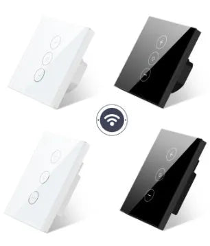 Black or white 120-type smart wifi dimmer switch with tempered glass touch panel.
