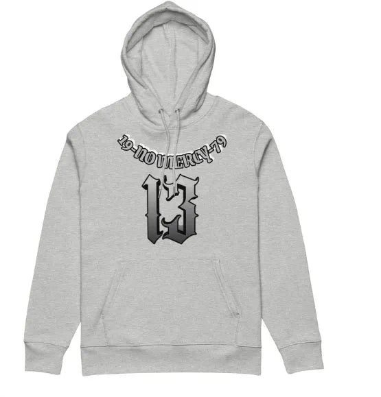 A loose-fitting, hooded pullover sweater with a fleece lining, shown in various colours including white, black, and grey.