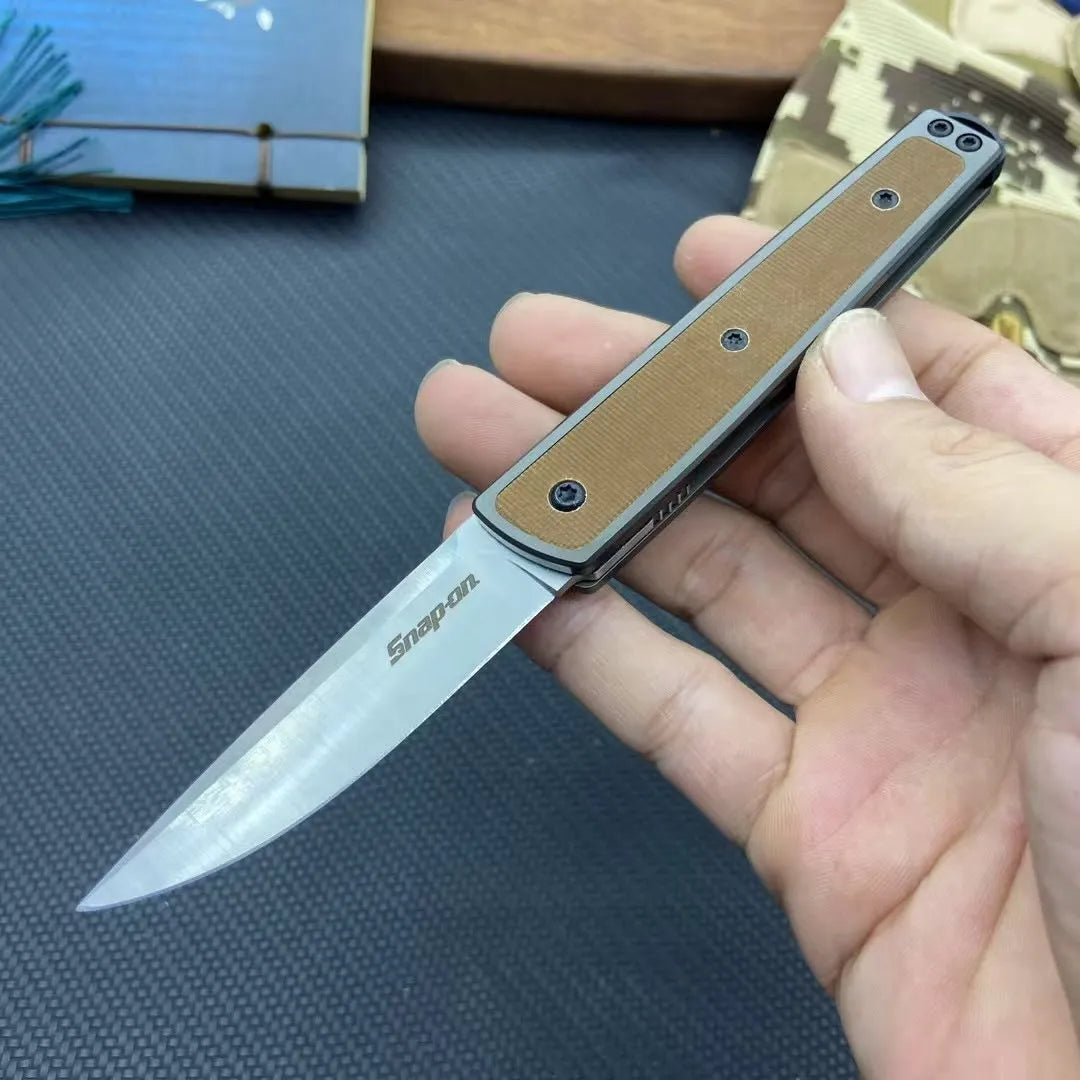 Folding handmade fruit knife with stainless steel blade in black, red or coffee colour