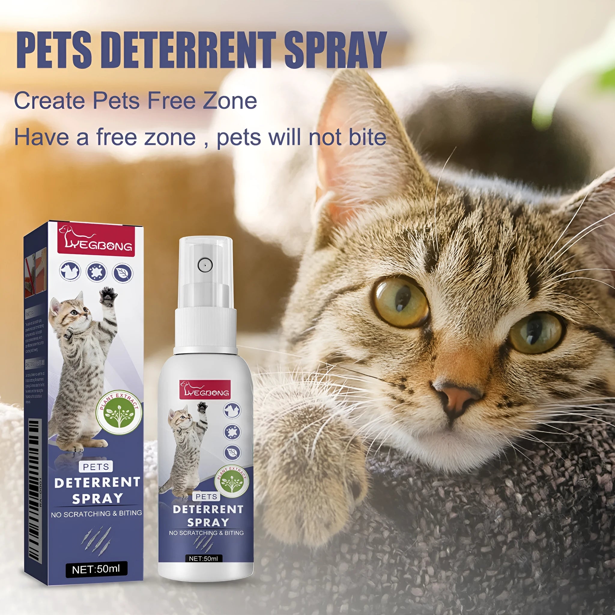 50ml boxed bottle of expelling spray for deterring dog and cat scratching on furniture