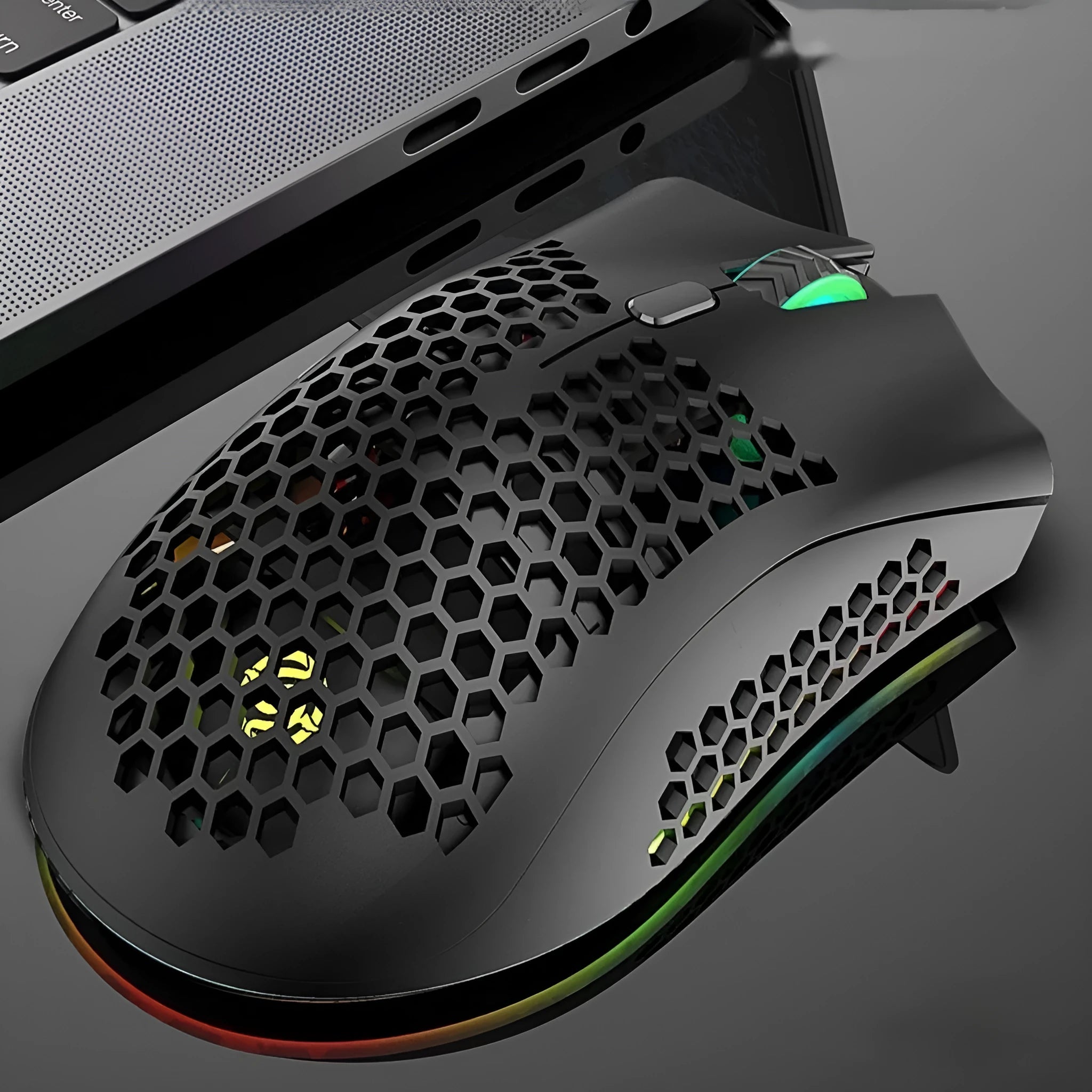 Hollow-out design wireless gaming mouse with luminous charging in black, cyan or white