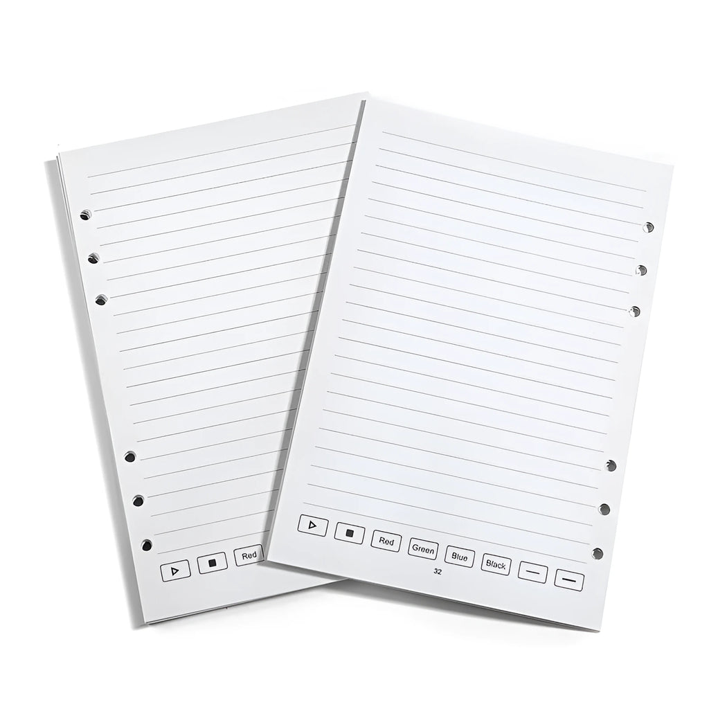 Loose spiral notebook refill core with Zodiac Forest Paper and assorted metal pen refills