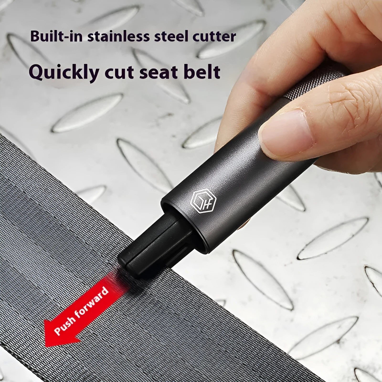 Gun grey aluminium car safety hammer with bearing steel impact head for emergency window breaking