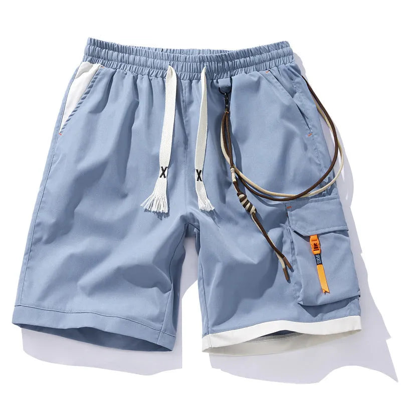 Coffee coloured men's plus-size bamboo fibre shorts with a high waist and loose straight-leg fit.