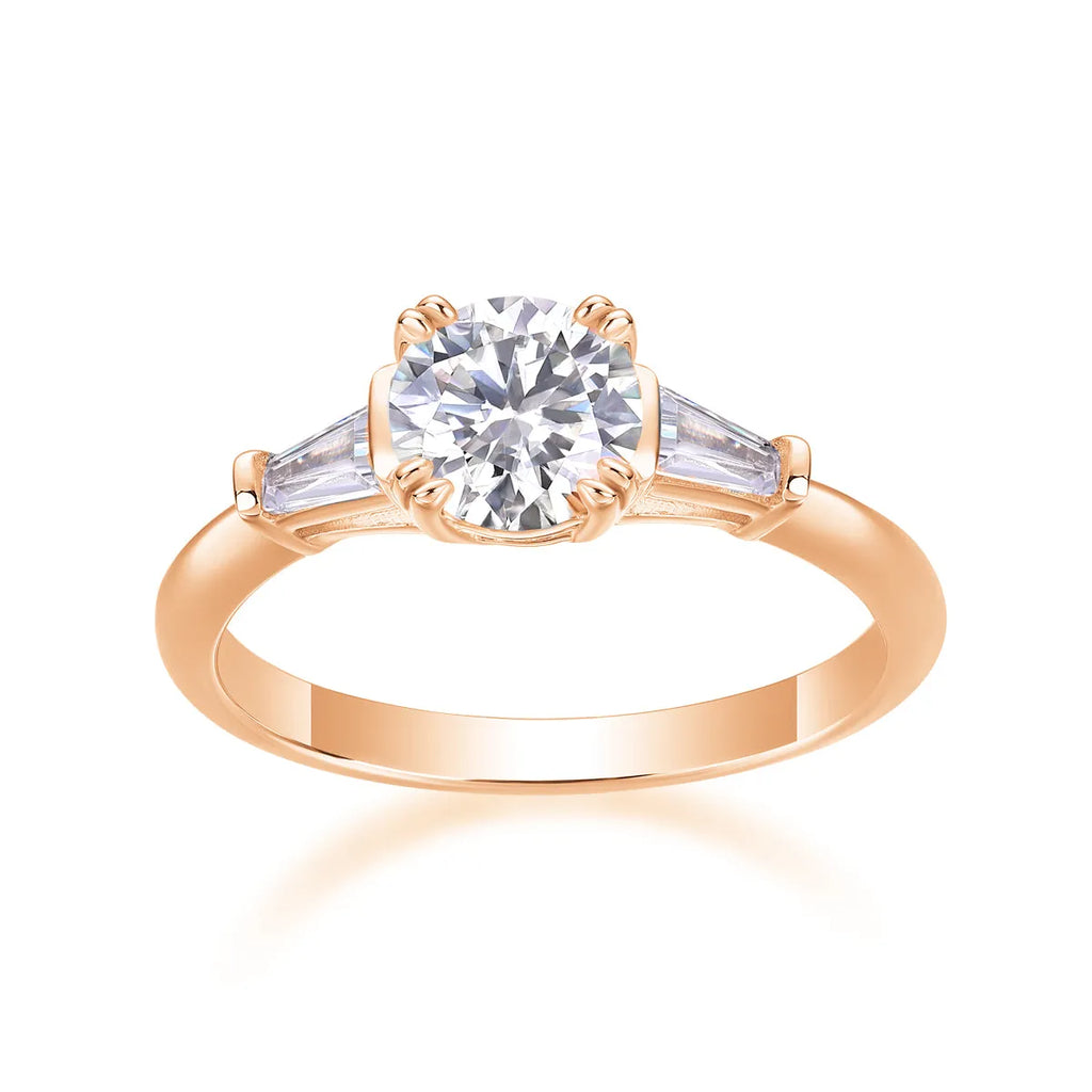 Moissanite wedding ring set 1 carat S925 silver platinum plated in yellow gold, rose gold, and platinum finishes