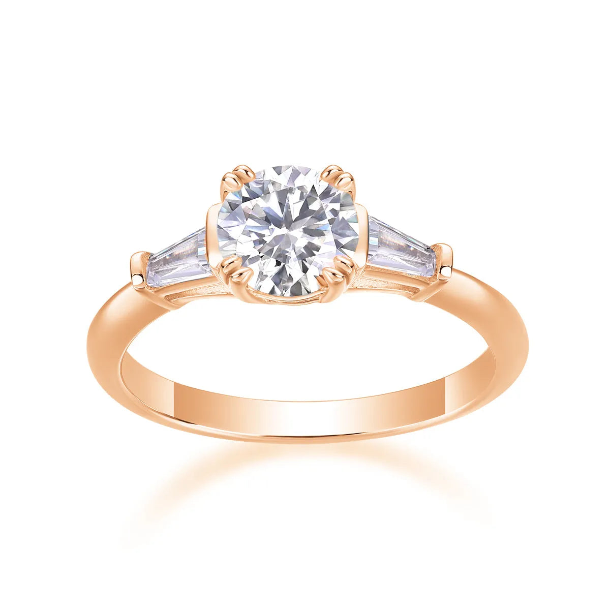 Moissanite wedding ring set 1 carat S925 silver platinum plated in yellow gold, rose gold, and platinum finishes