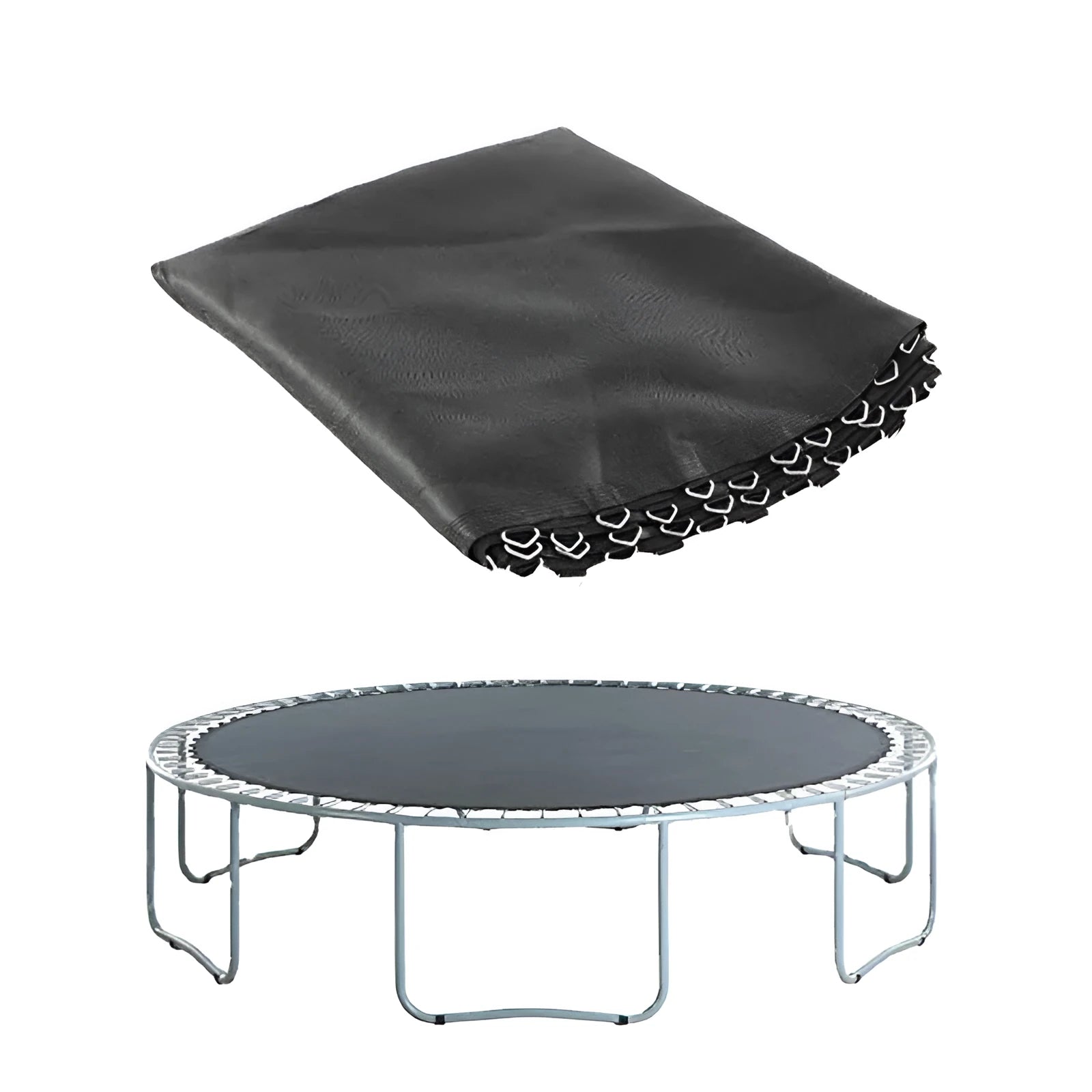 Round polypropylene elastic trampoline fabric with multiple attachment buttons for frame replacement