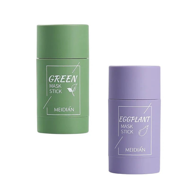 Solid mud mask stick in green colour for oil control and deep cleansing, 40g
