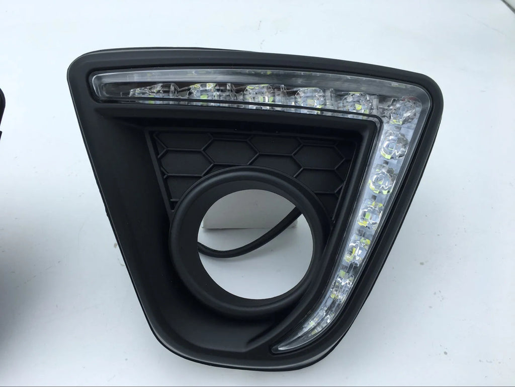 Mazda CX-5 replacement LED daytime running light bulbs with electroplated housing.