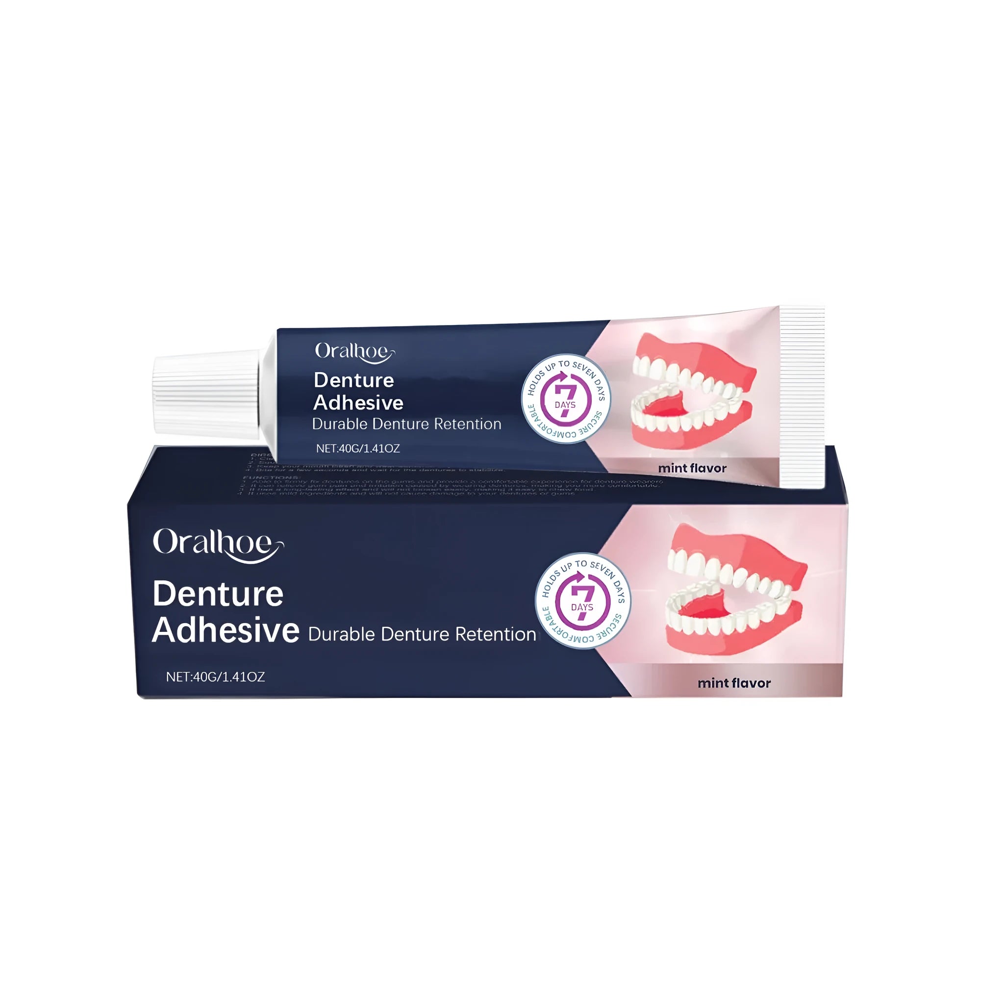 40g tube of denture fixing adhesive cream with petrolatum formula and menthol