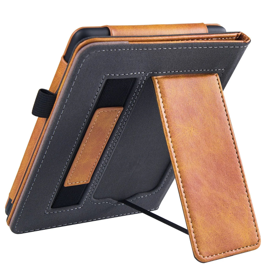 Kindle Paperwhite 5 leather case with built-in wrist strap in assorted colours