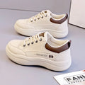 Women's Korean-style white shoes with cross straps, round toe and 3-5cm mid heel