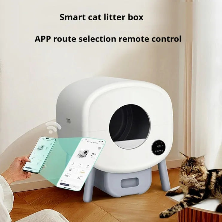 Intelligent automatic cat litter box with 13L waste storage capacity and ABS plastic construction