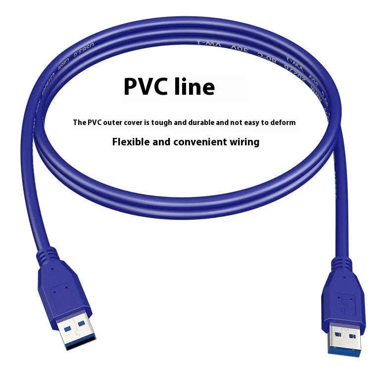 USB 3.0 data cable for mobile hard disk boxes with nickel-plated connectors in various length options