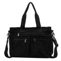 Women's corduroy messenger bag in beige, large capacity, horizontal square shape, on white background