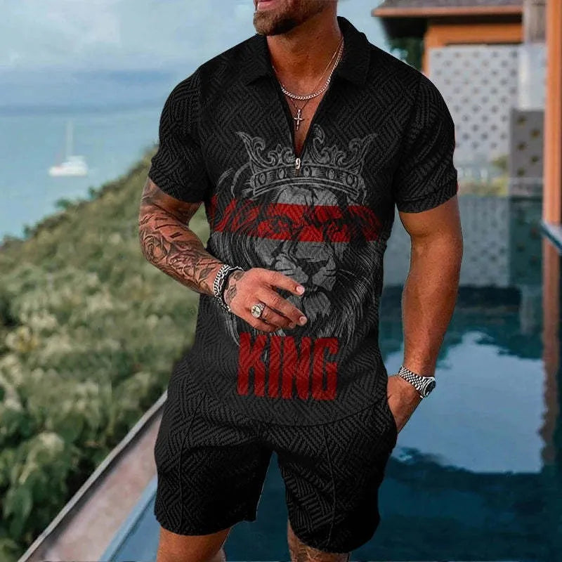 Mesh fabric short sleeve zipper suit with shorts in a summer sports colour option, available in sizes S to 6XL