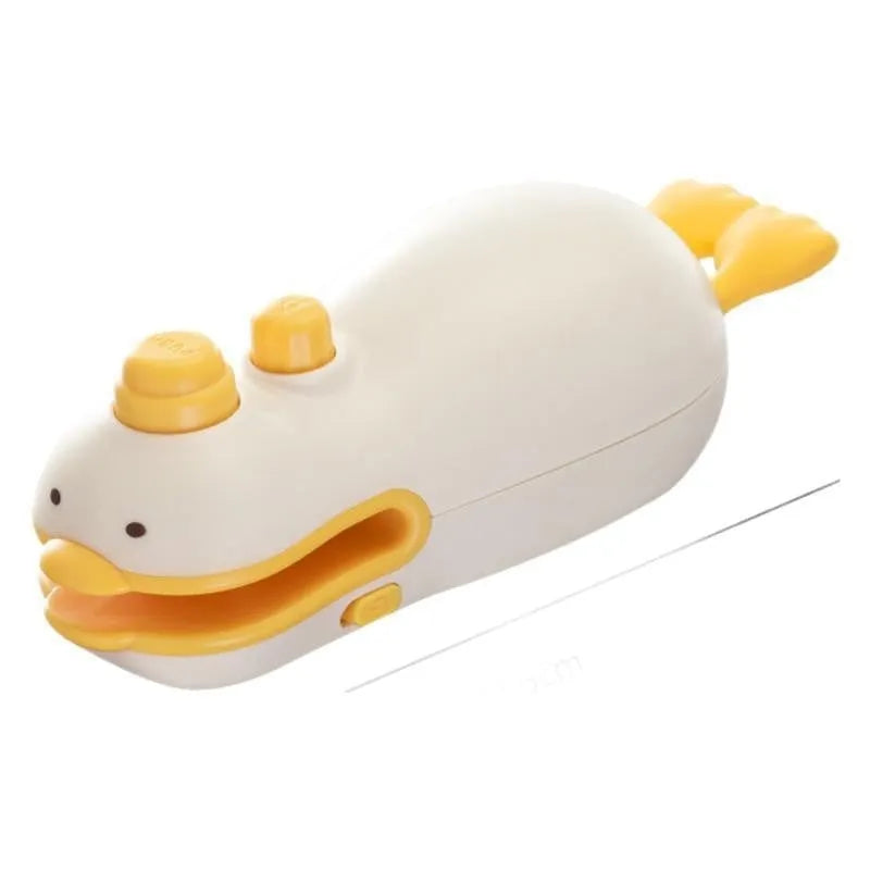 Small yellow duck rechargeable plastic sealing machine with animal jacquard pattern and USB charging cable