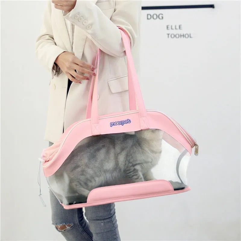 MOORPET leather cat outing carry bag in solid colour with 25L capacity