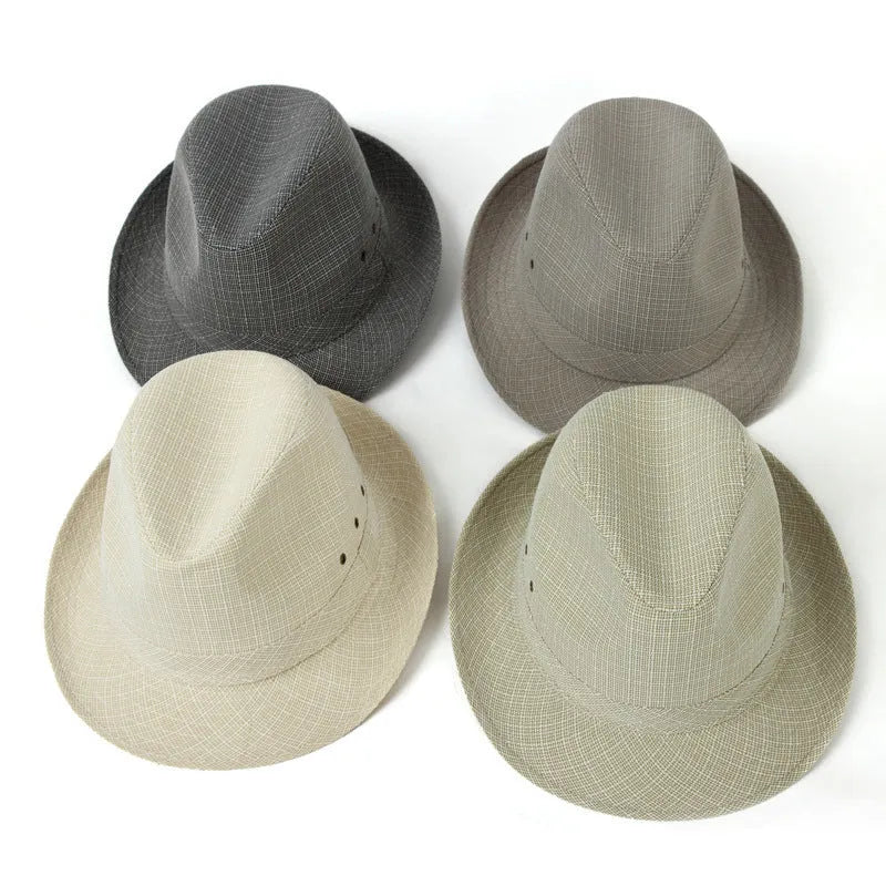 Thickened suit material fedora hat for men shown in available colours and sizes.