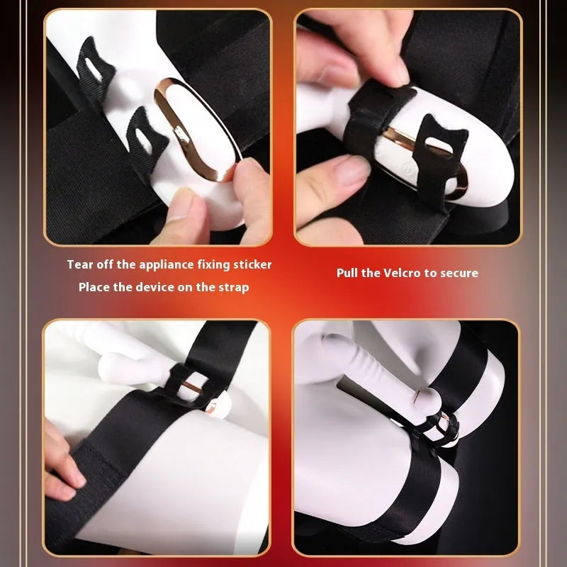 Black knitted belt appliance strap for adult intimate accessories and harness systems