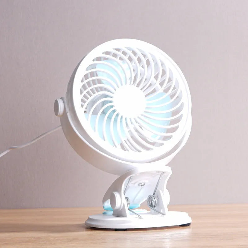 USB portable desk fan with brushless motor in clip and floor standing configurations