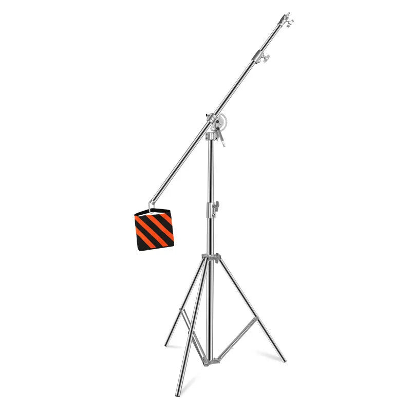 Silver stainless steel cross-arm ceiling lamp rack showing extended height