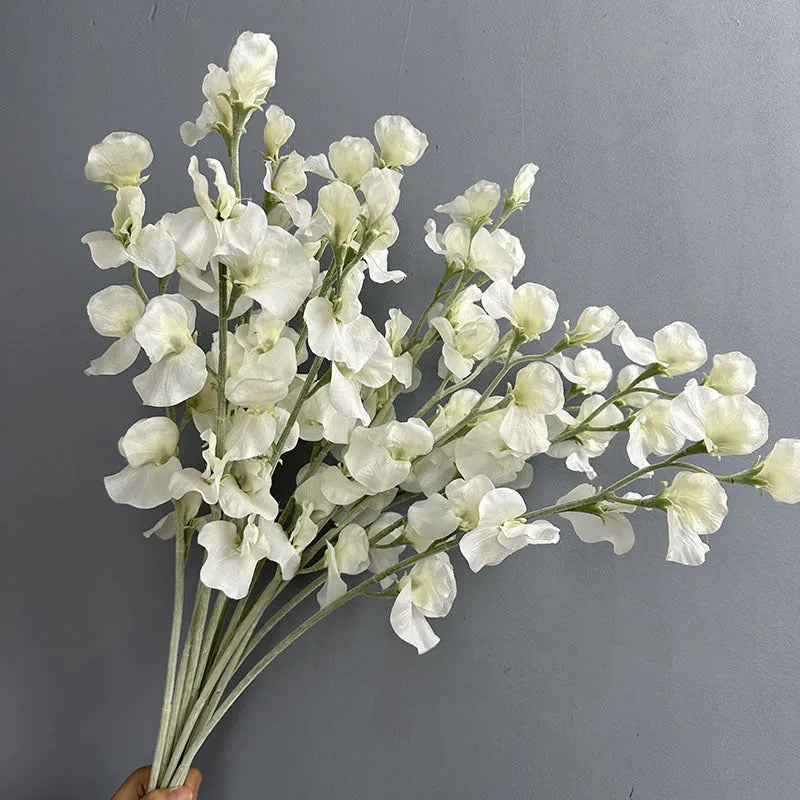 63cm purple flocked silk flower fake flower for wedding and home decor on white background