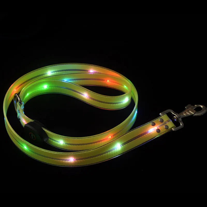 Luminous PVC dog leash in fluorescent green with 120cm length and 25mm width