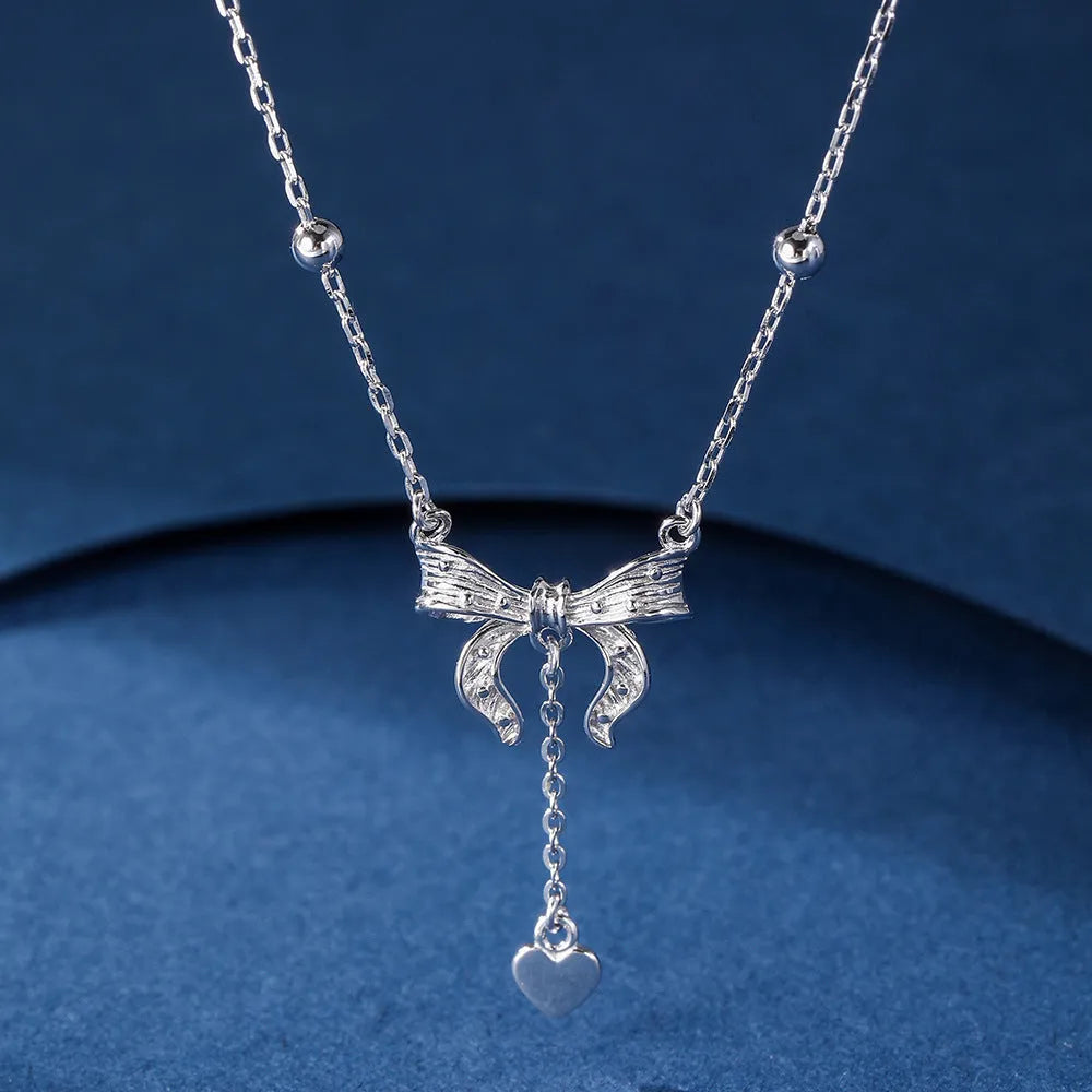 S925 silver butterfly heart necklace with adjustable O-ring chain