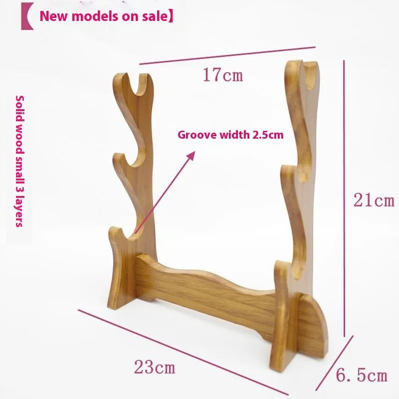 Chinese style wooden shelf bracket with multiple layers for display.