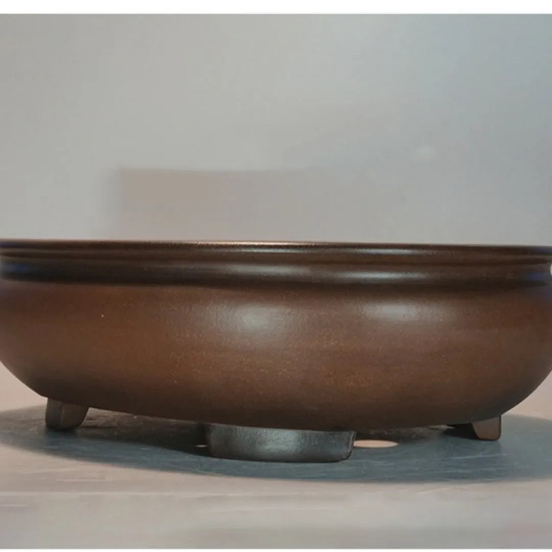 Handmade classical style purple clay ceramic desktop flowerpot measuring 58cm long by 47cm high.