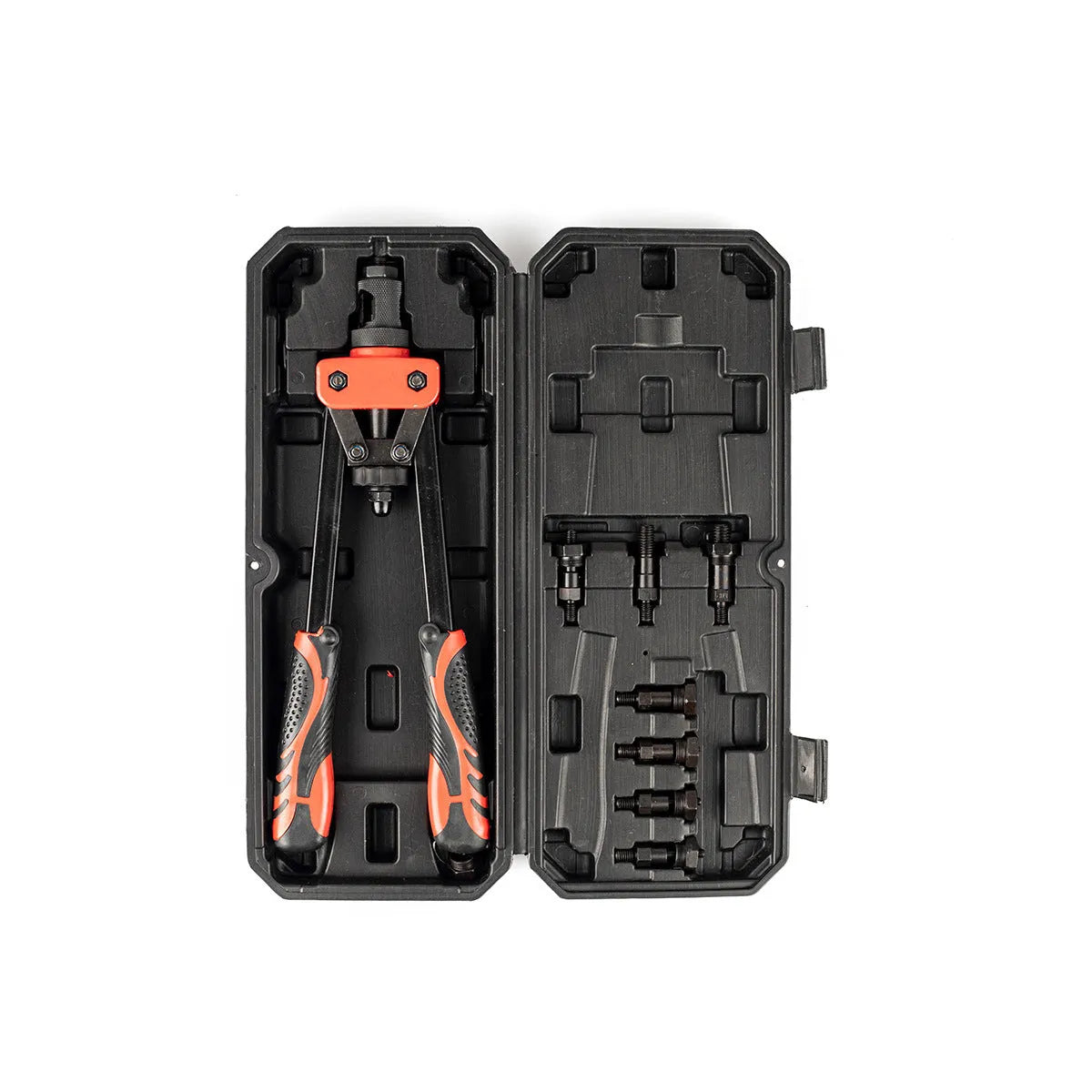 CQ14 model 14-inch alloy manual rivet nut tool with set of six interchangeable M3 to M10 gun tips.
