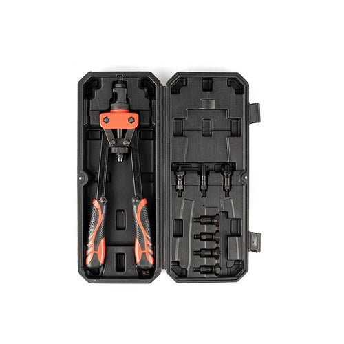 CQ14 model 14-inch alloy manual rivet nut tool with set of six interchangeable M3 to M10 gun tips.