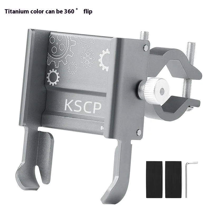 Aluminum alloy bicycle and motorcycle mobile phone holder in black with clamp for handlebar mounting