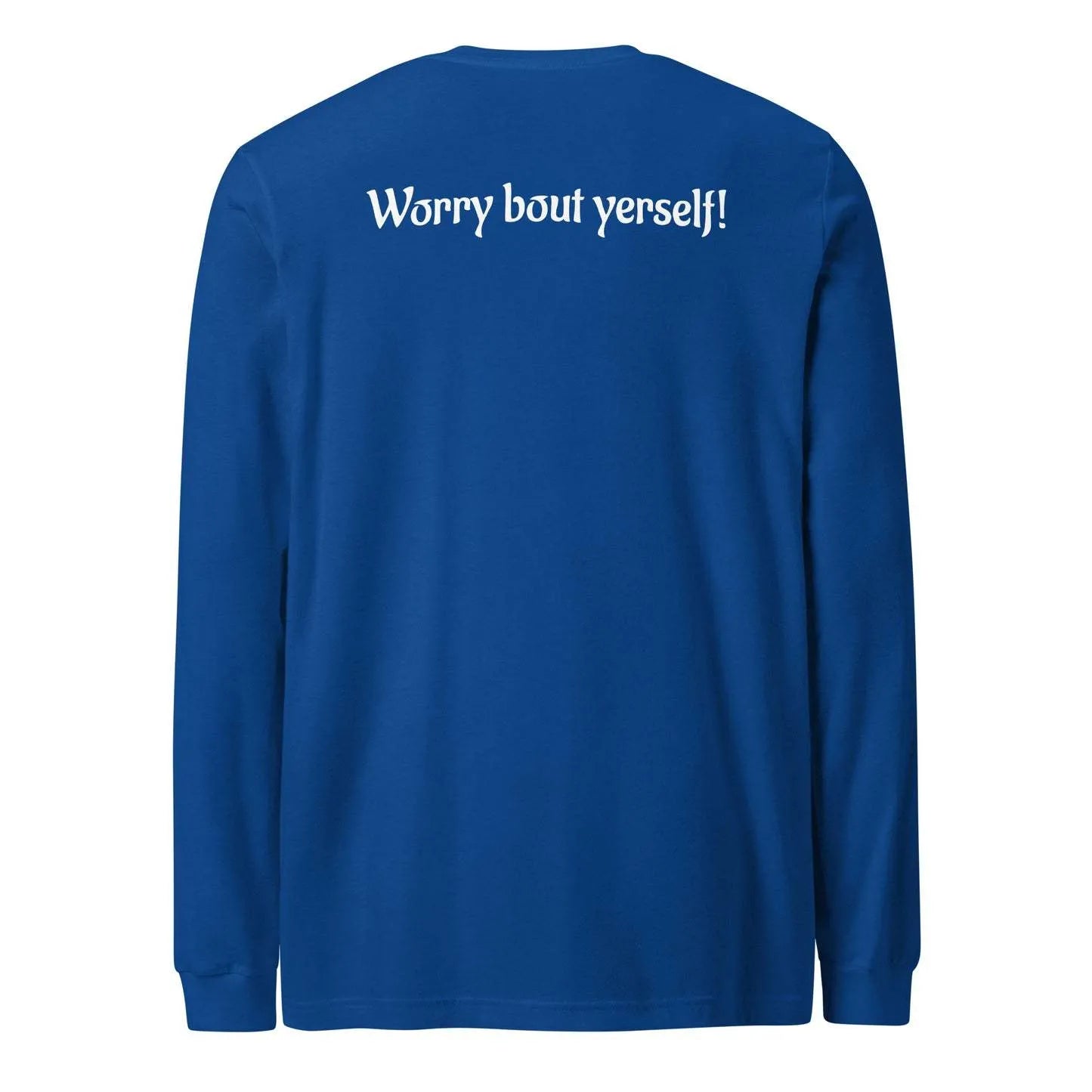 Blue men's loose round neck casual sweater with printed patterns and Japanese Korean styling