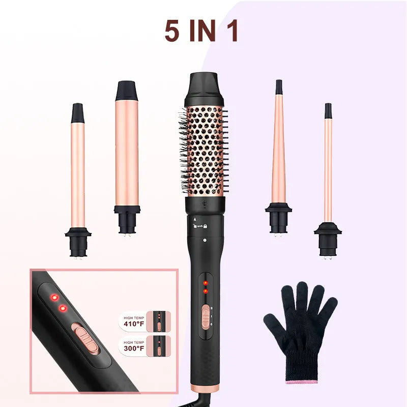 Three-tube water wave hair curler set with wired power connection for home styling