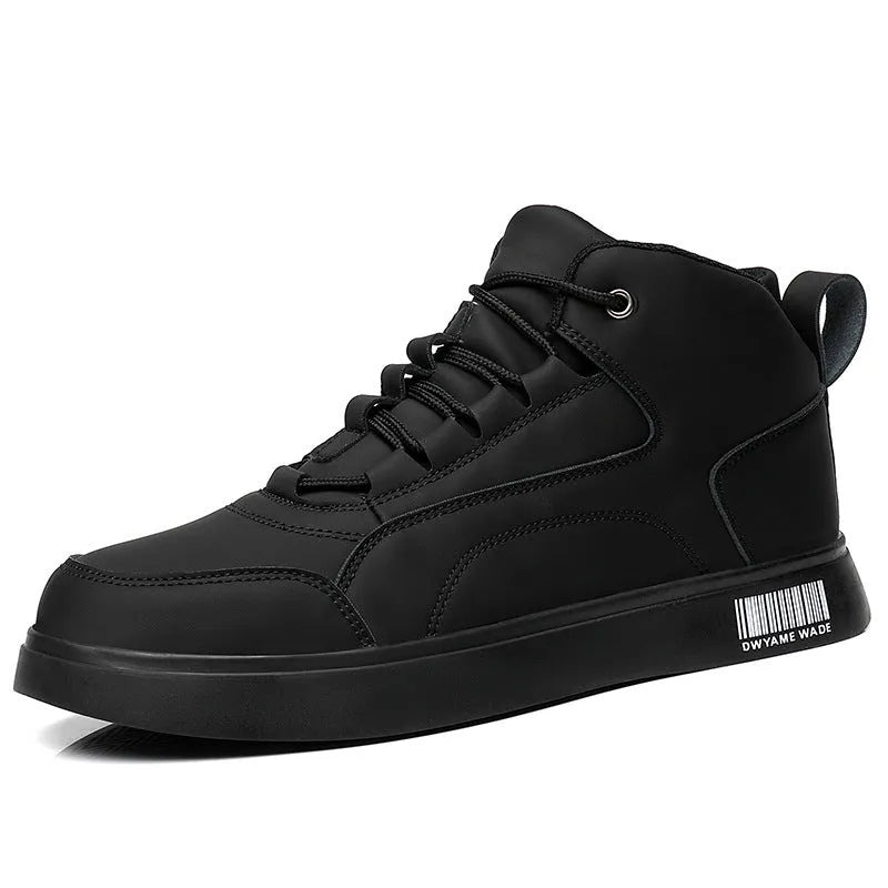 Men's white mid-top casual sports shoes with a rubber sole and lace-up front.