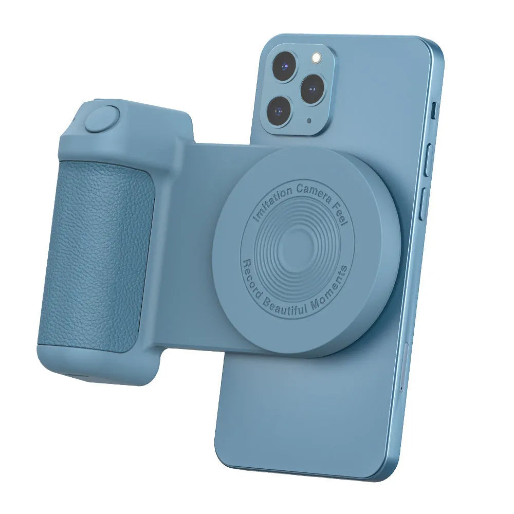 Black magnetic wireless charging camera bracket with rotatable phone holder and ergonomic handle