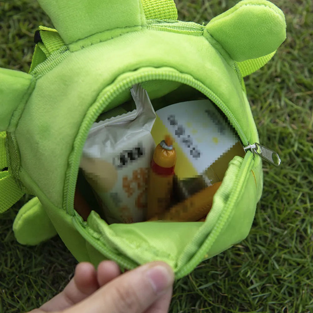 Cartoon turtle shaped velvet dog backpack harness vest with metal zipper in brown colour