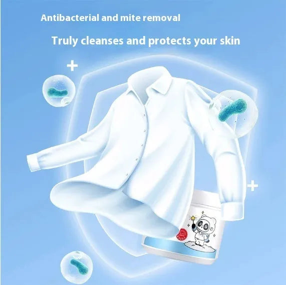 Bottle of biological enzyme and active oxygen bubble laundry detergent powder for stain removal.