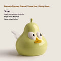 White ceramic pear-shaped tissue box holder in cute design with green colour option