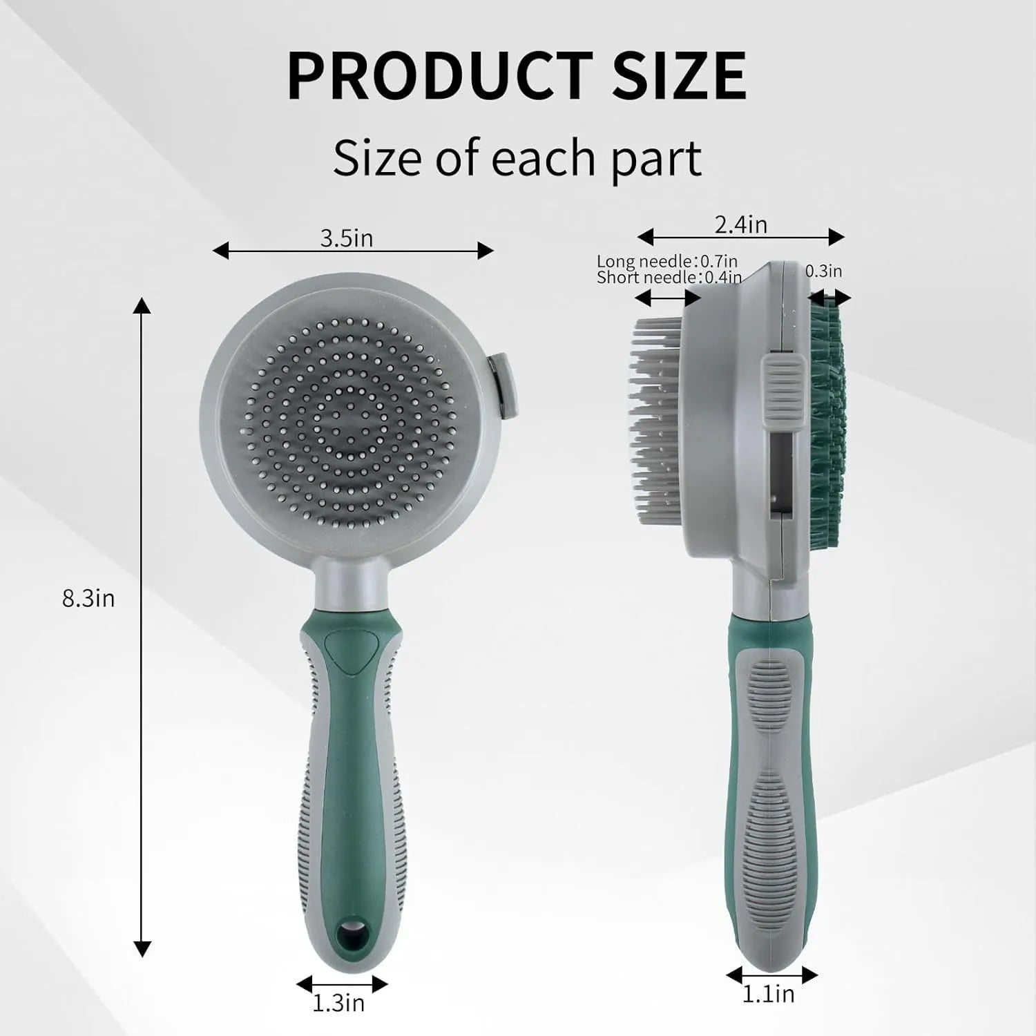 Two-sided silicone pet grooming brush with retractable slicker brush and octopus-teeth massager